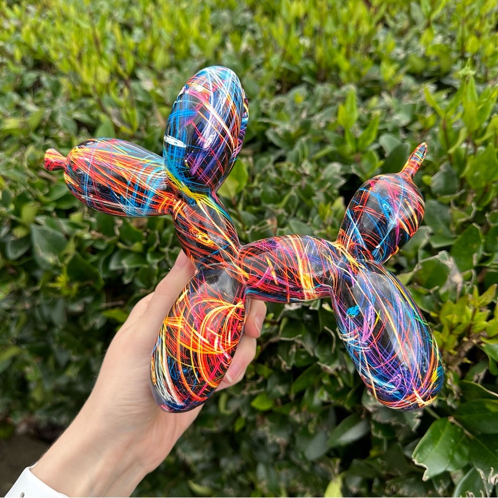 Paint Splatter Graffiti Balloon Dog Resin Art Statue Figurine Colorful Decor